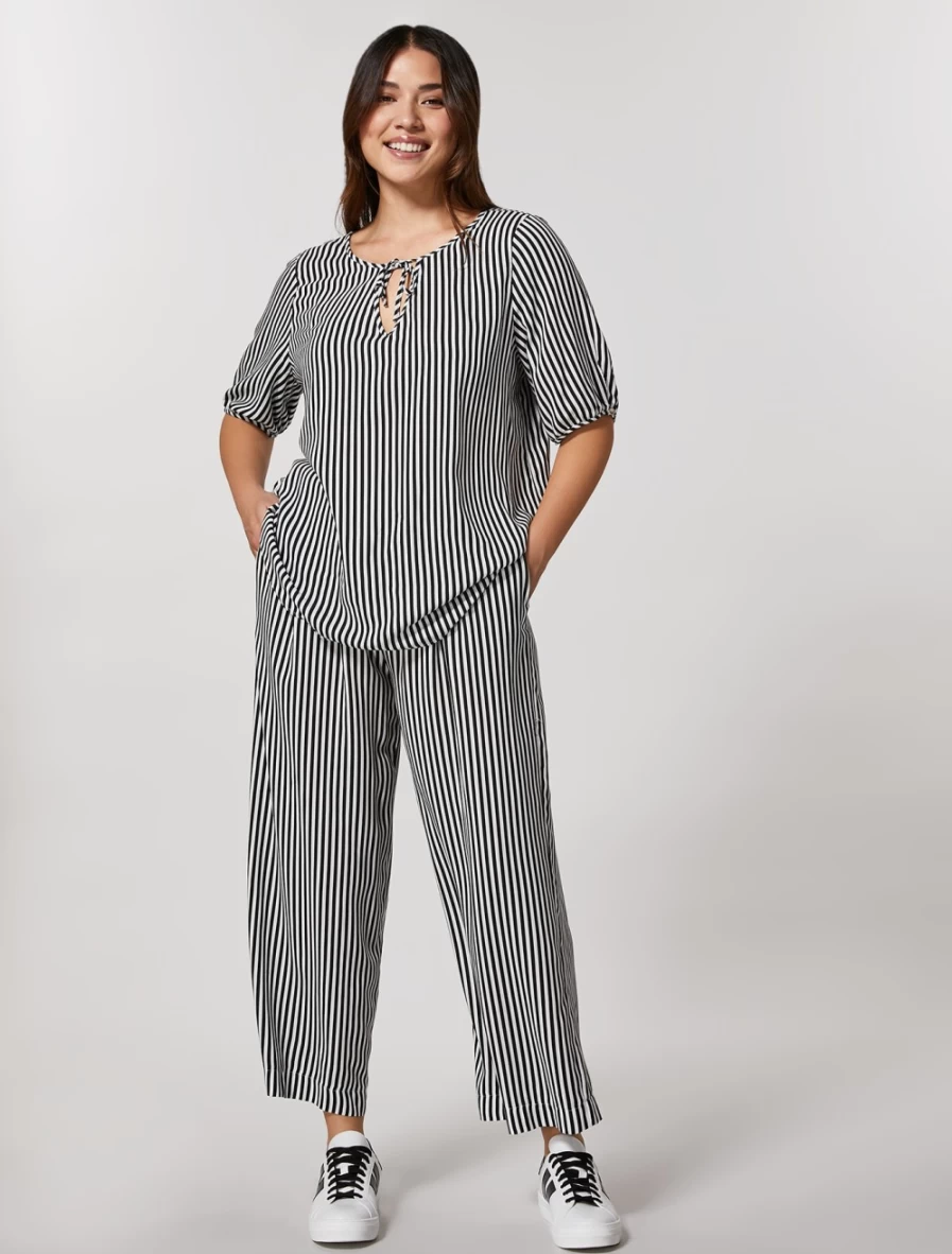 Marina Rinaldi Women's White Printed Cropped Trousers