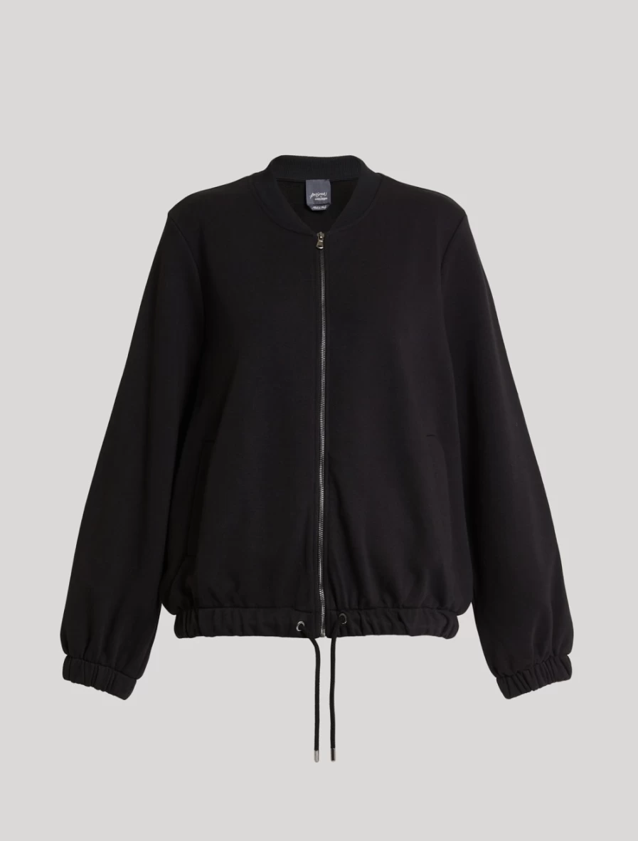 "Marina Rinaldi Women's Black Fleece Bomber Jacket | Warm Winter Coat"