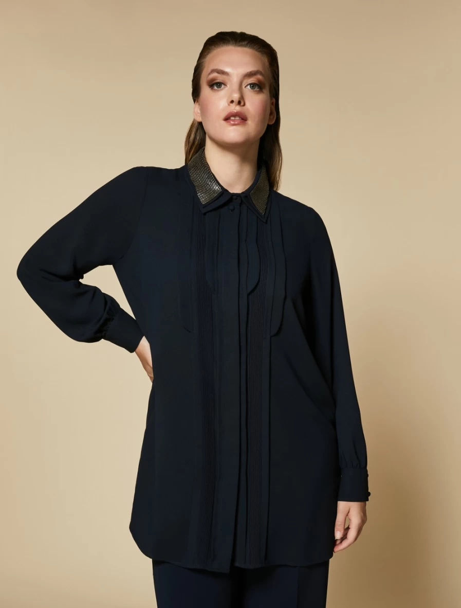 "Marina Rinaldi Women's Lightweight Crepe Tunic in Dark Navy"