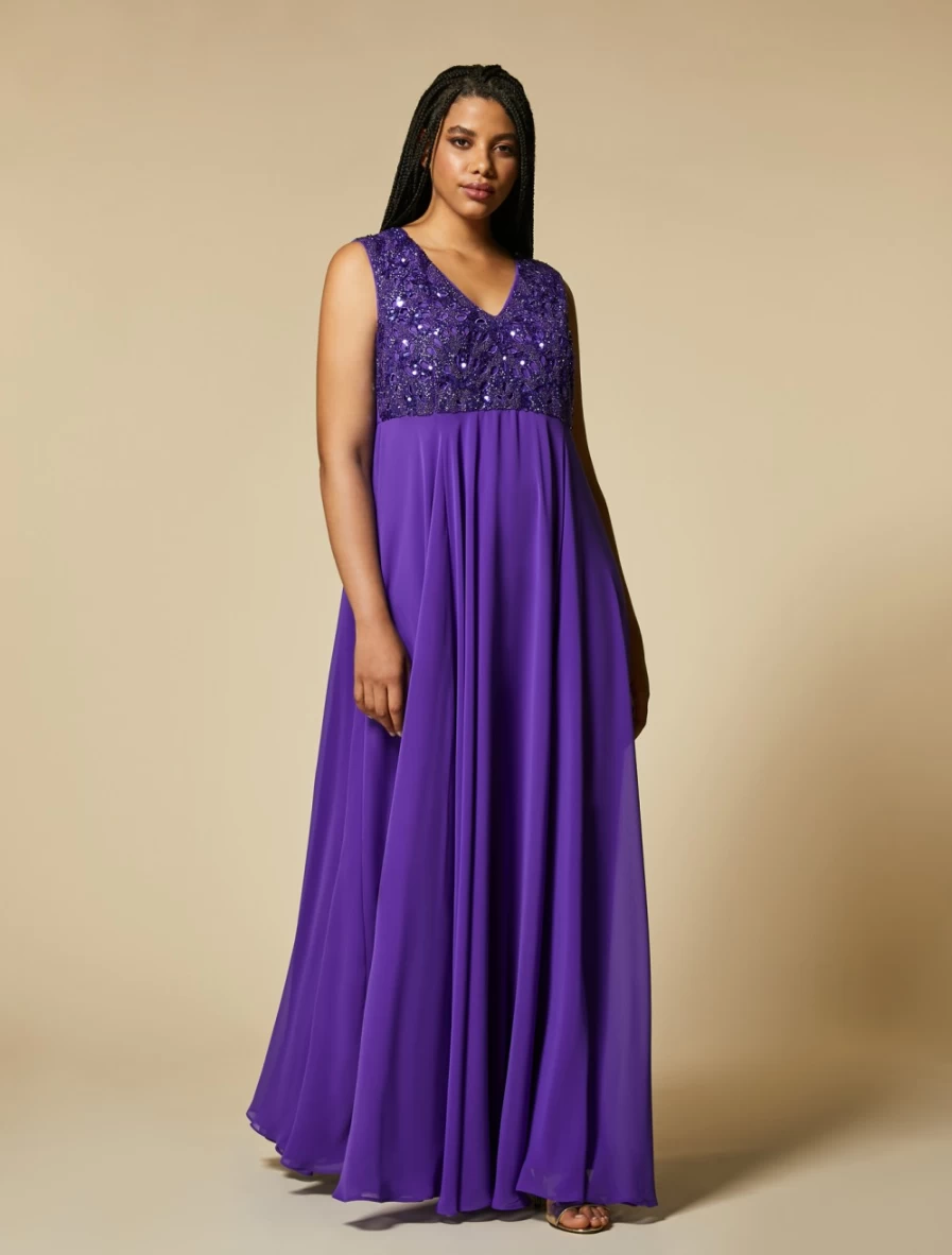 Marina Rinaldi Women's Purple Crepe Georgette Dress - Elegant Flowy Style