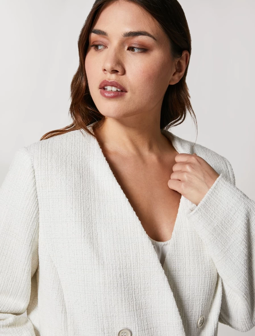 "Marina Rinaldi Women's White Jersey Blazer – Elegant Tailored Jacket"