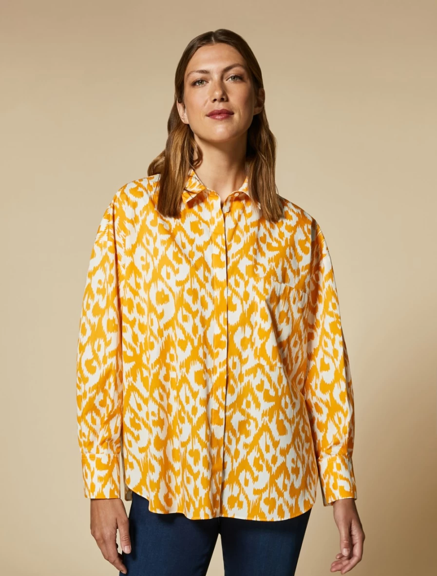Marina Rinaldi Women's White Printed Poplin Shirt