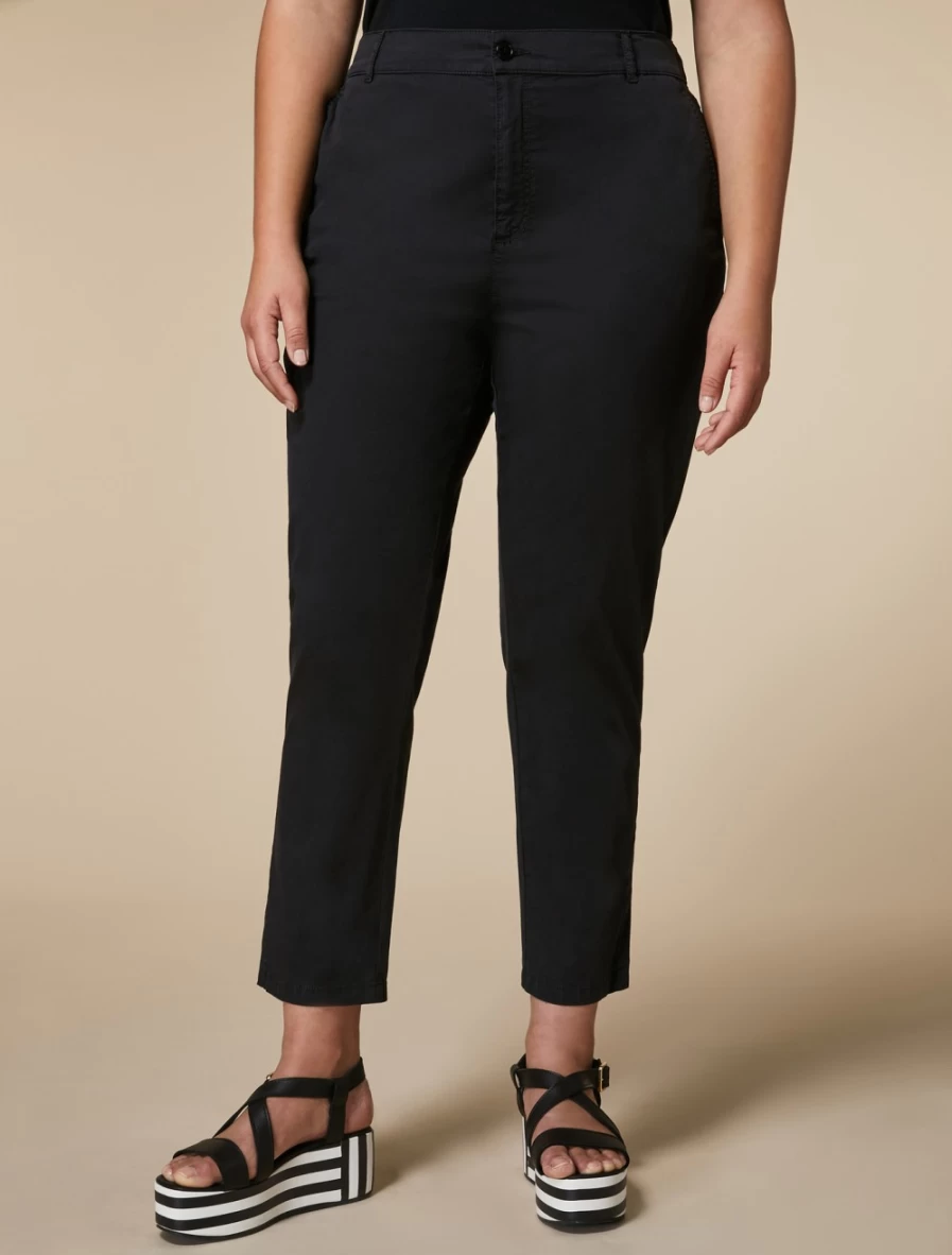 "Marina Rinaldi Women's Black Cotton Gabardine Trousers"