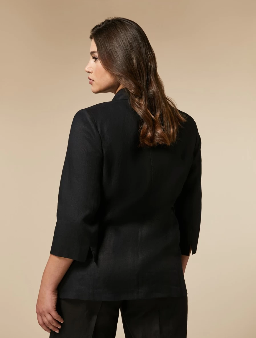 Marina Rinaldi Women's Black Yarn-Dyed Linen Jacket