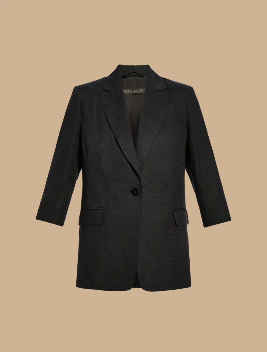 Marina Rinaldi Women's Black Yarn-Dyed Linen Jacket