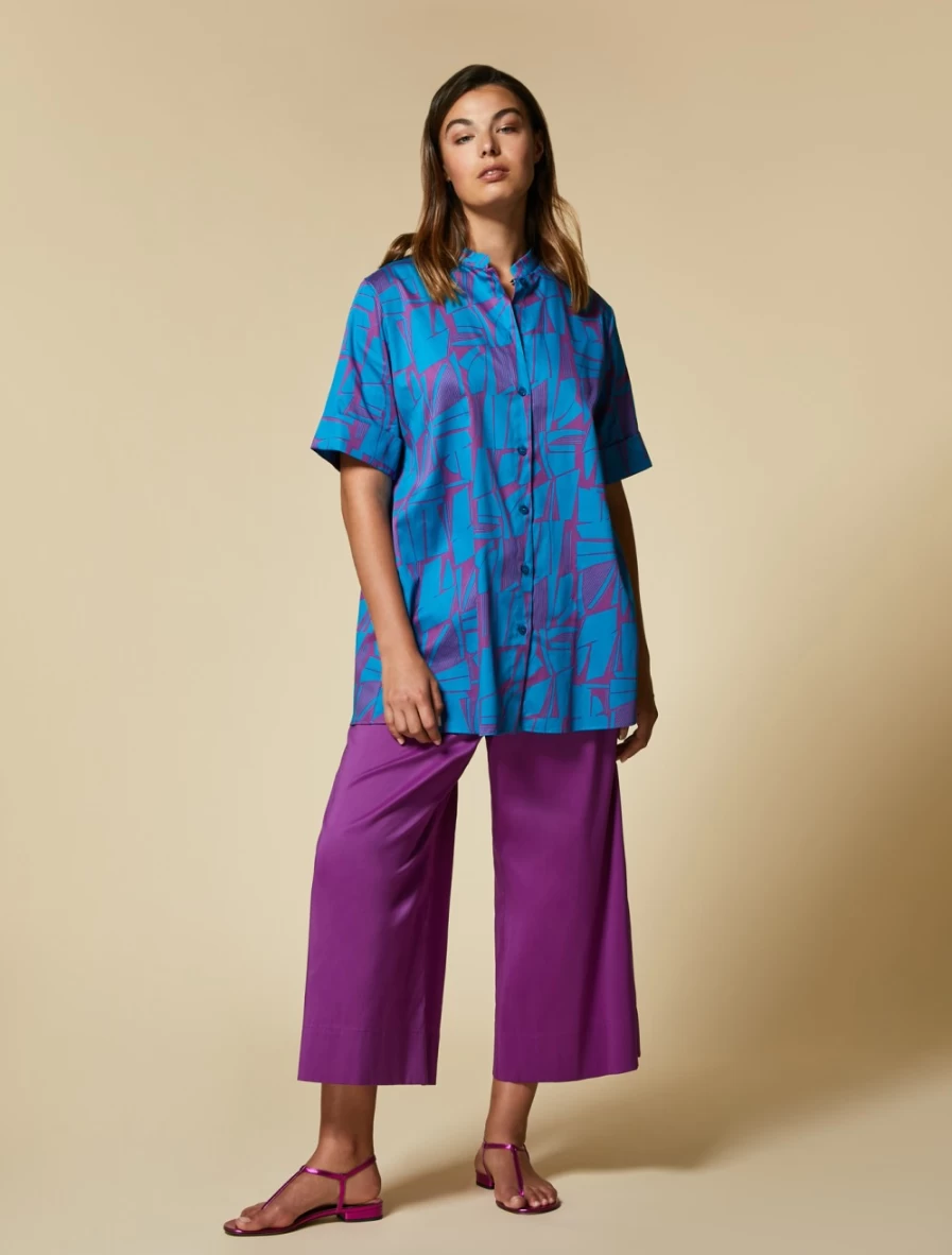 Marina Rinaldi Women's Fuchsia Cotton Poplin Trousers