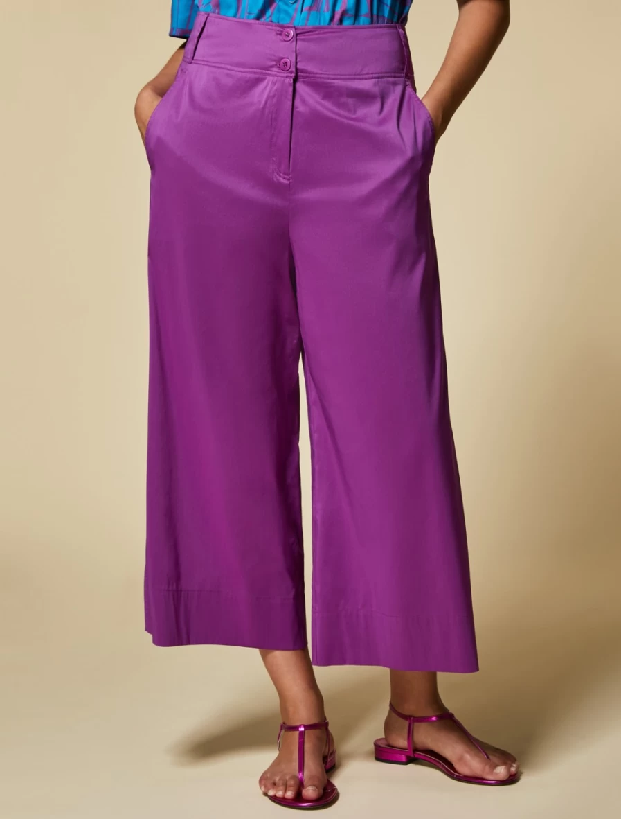 Marina Rinaldi Women's Fuchsia Cotton Poplin Trousers