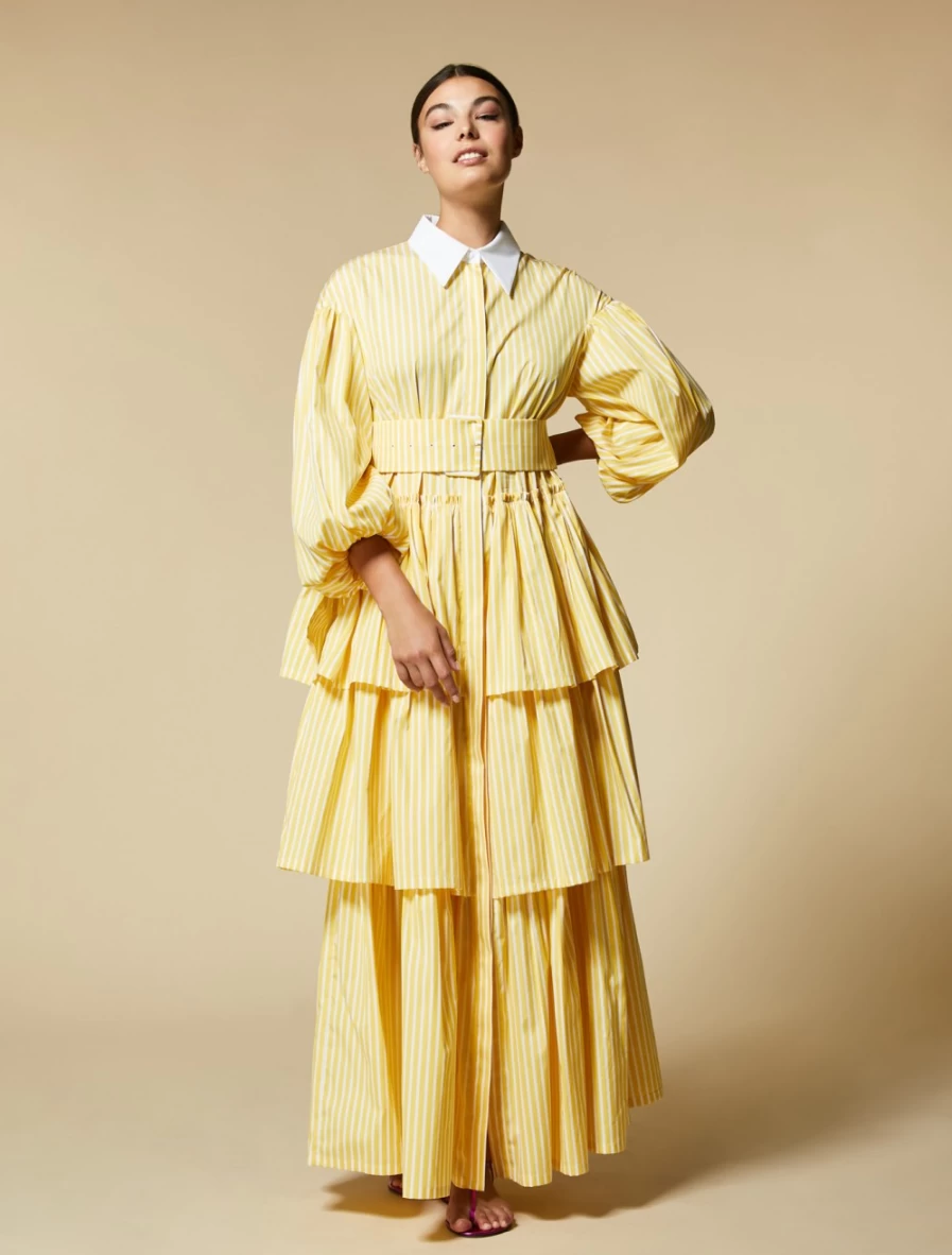 "Marina Rinaldi Women's Yellow Poplin Shirt Dress – Elegant Casual Style"