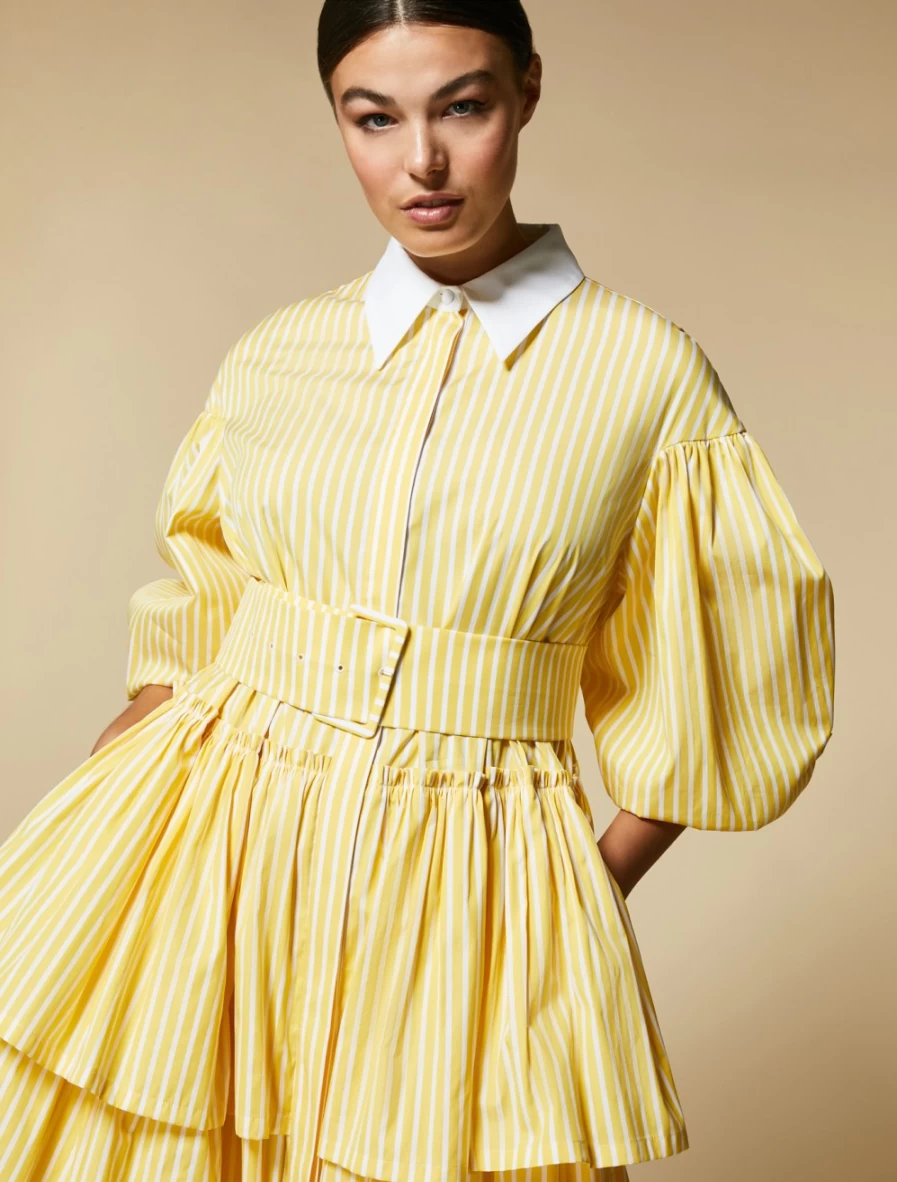 "Marina Rinaldi Women's Yellow Poplin Shirt Dress – Elegant Casual Style"