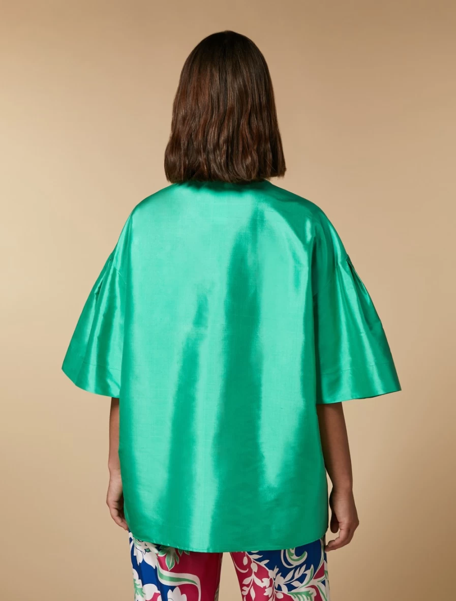 Marina Rinaldi Women's Green Silk Shantung Tunic Top