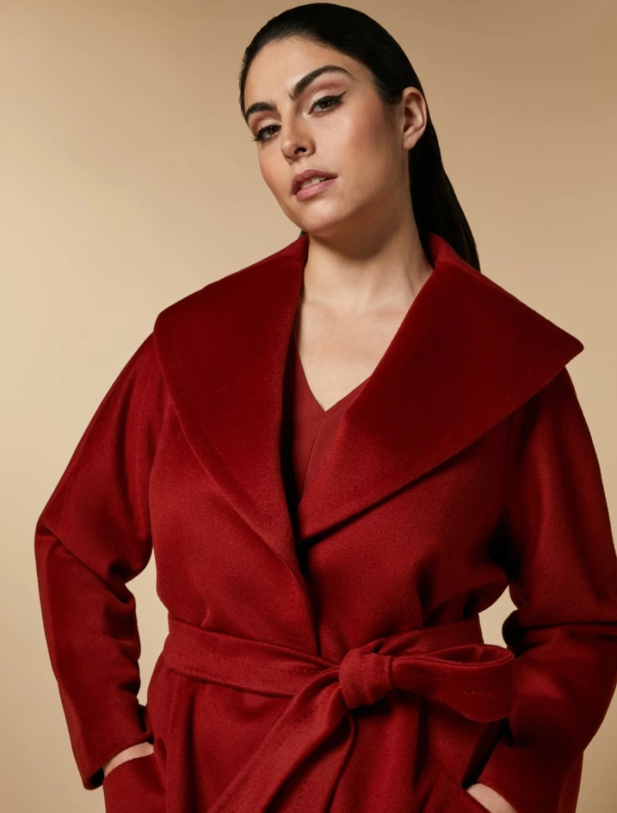 Marina Rinaldi Women's Rust Pure Wool Broadcloth Coat | Premium Wool Coat for Women
