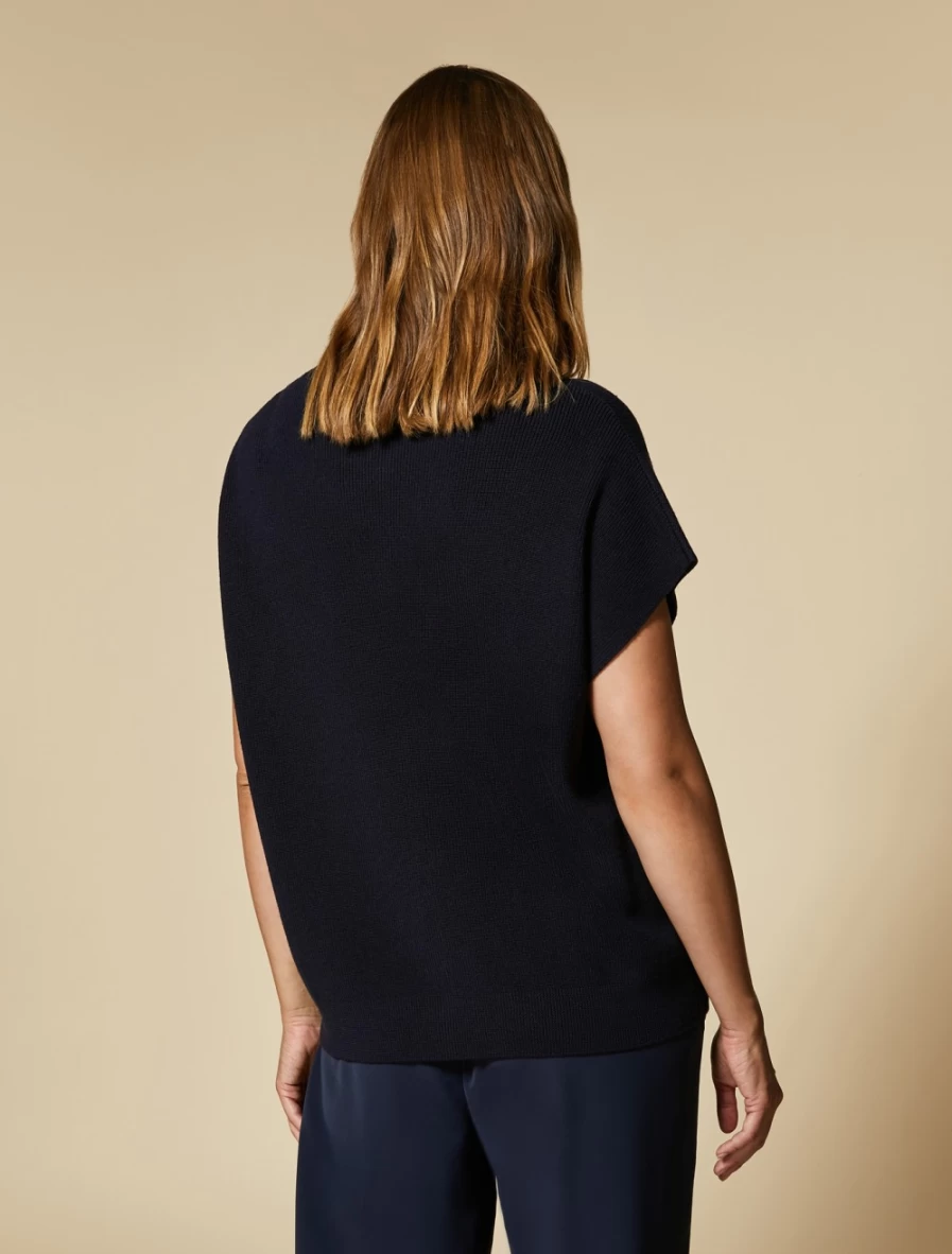 Marina Rinaldi Women's Dark Navy Pure Wool Cardigan Sweater