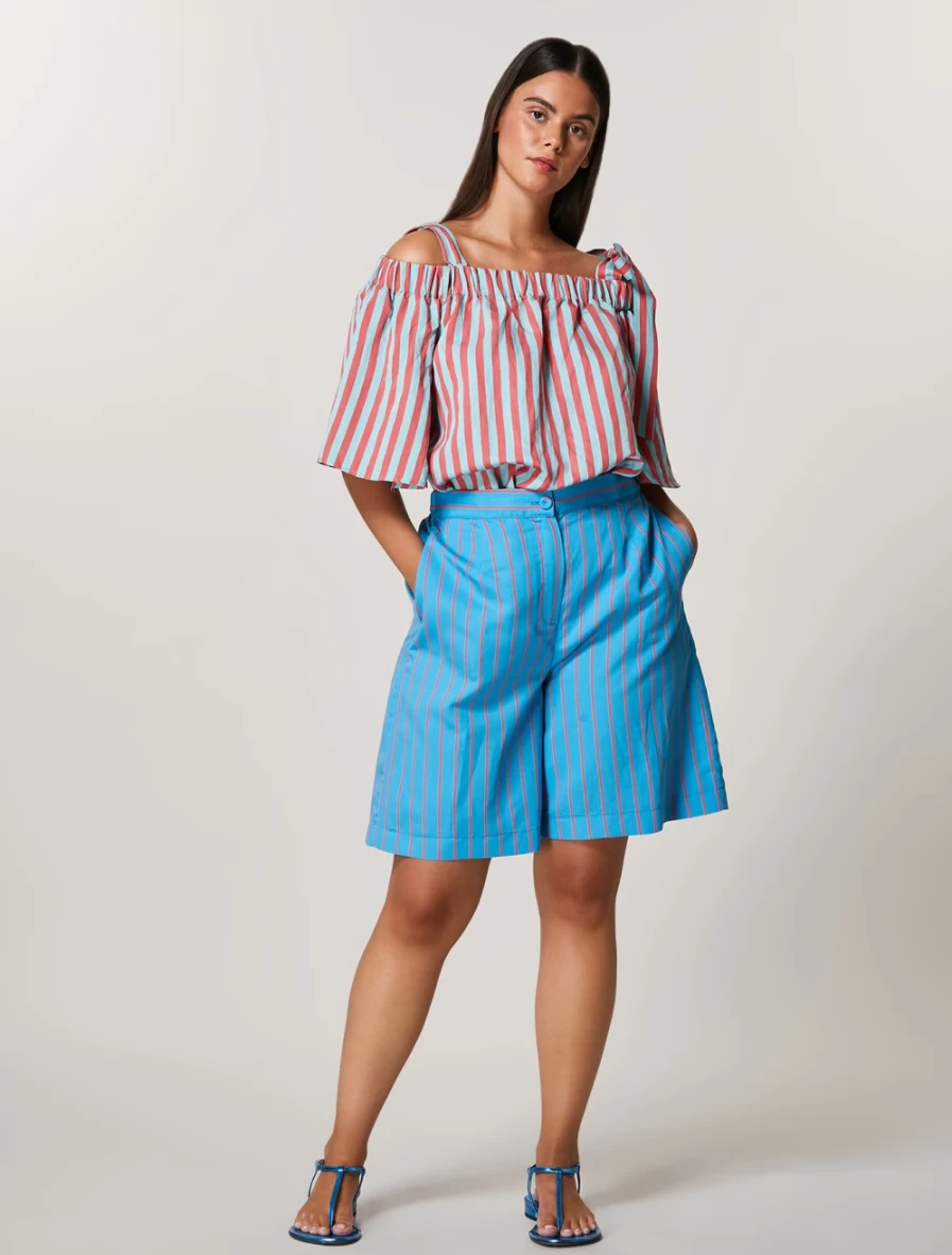 Marina Rinaldi Women's Turquoise Viscose Bermuda Shorts