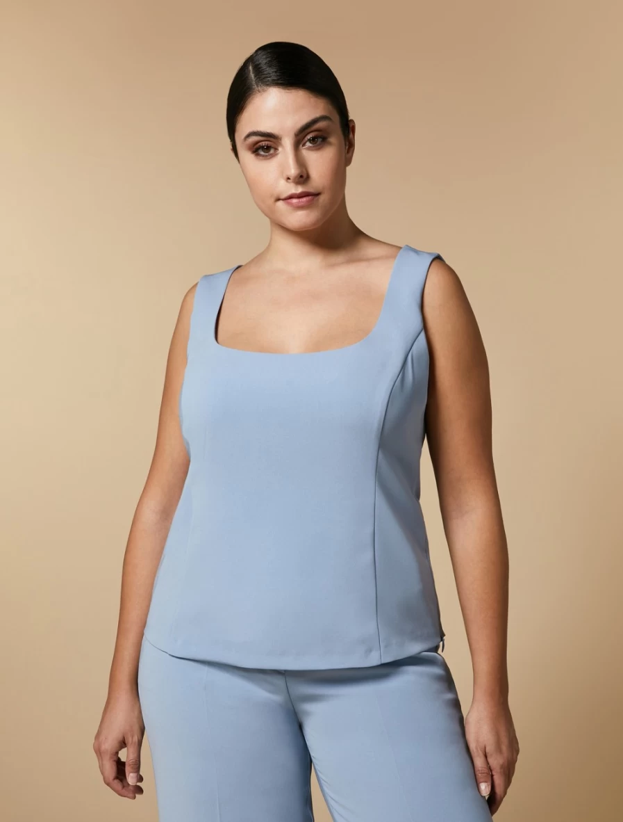 "Marina Rinaldi Women's Ski Blue Triacetate Blouse | Lightweight & Stylish Top"