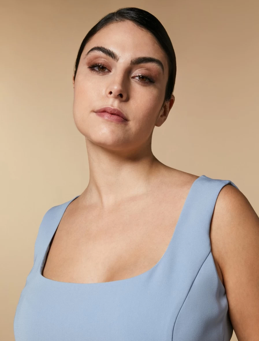 "Marina Rinaldi Women's Ski Blue Triacetate Blouse | Lightweight & Stylish Top"