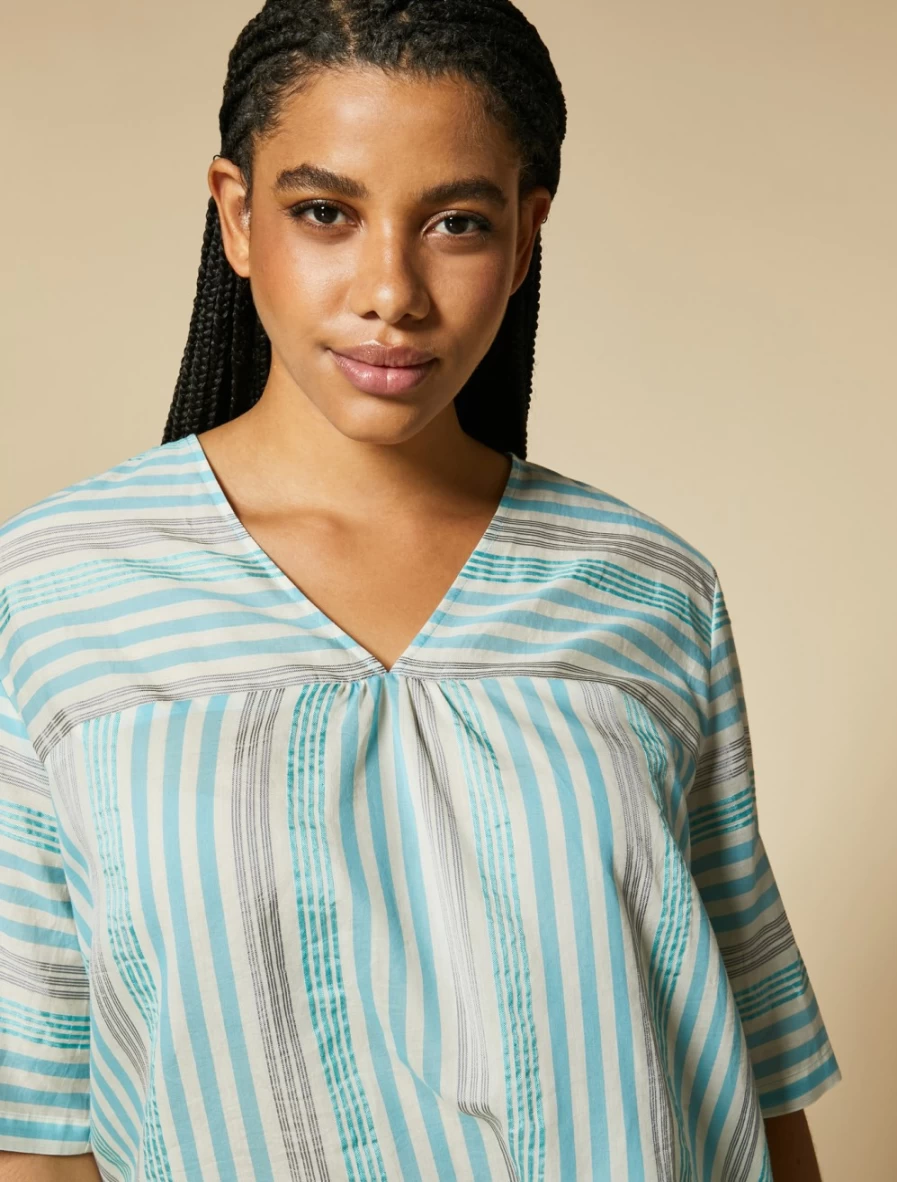 Marina Rinaldi Women's Colonial Cotton & Silk Blouse – Elegant Feminine Top