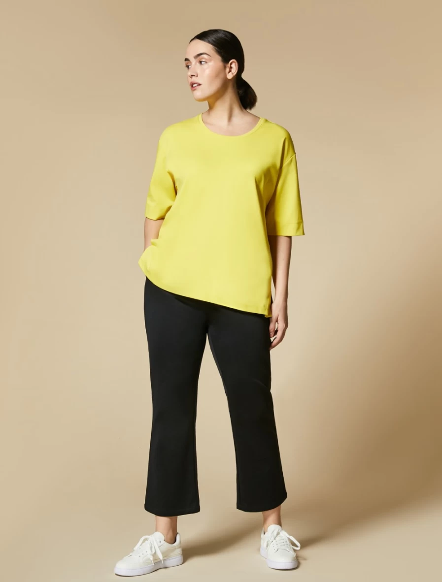 Marina Rinaldi Women's Black Cotton-Nylon Jersey Trousers