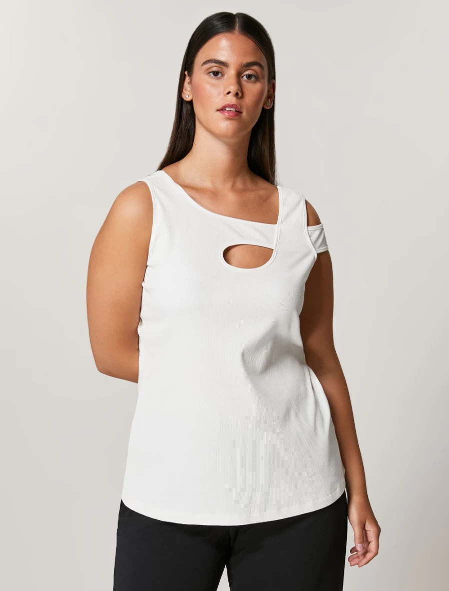 Marina Rinaldi Women's White Crepe Jersey Top - Soft Comfortable Blouse