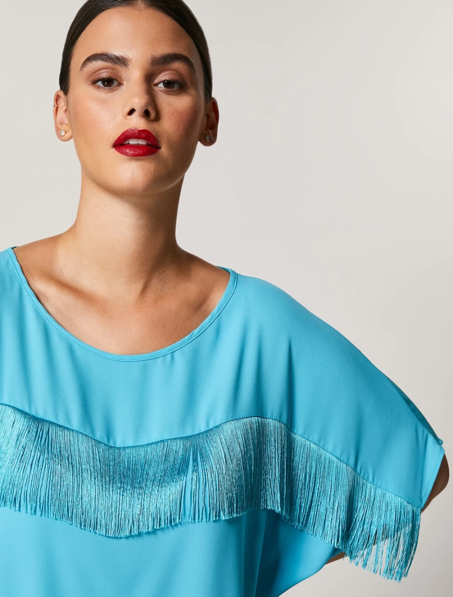 Marina Rinaldi Women's Turquoise Fluid Sable Tunic Top
