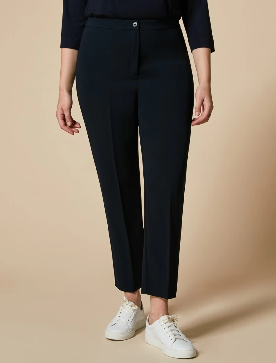 "Marina Rinaldi Women's Slim-Fit Triacetate Trousers in Dark Navy"