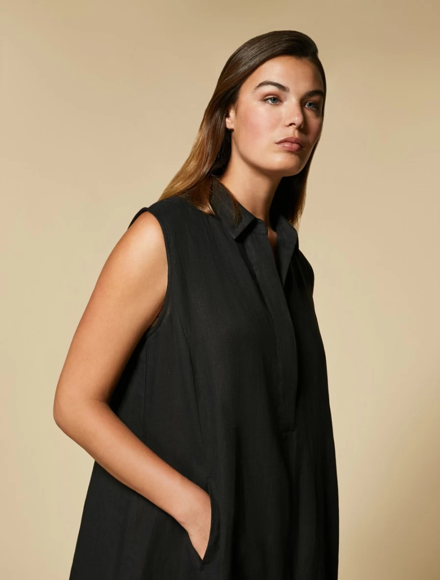 Marina Rinaldi Women's Black Pure Linen Dress - Elegant & Comfortable Summer Wear