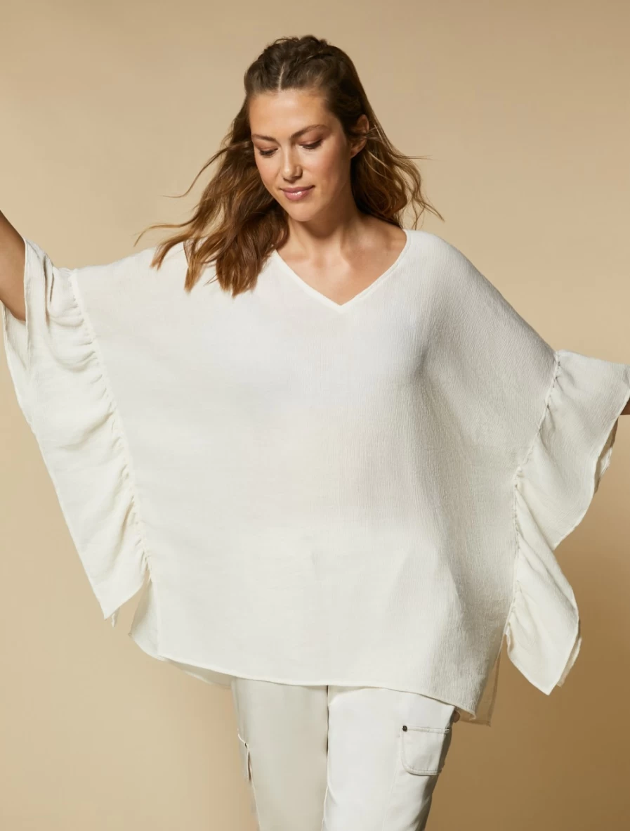Marina Rinaldi Women's White Crepon Blouse | Elegant Feminine Top