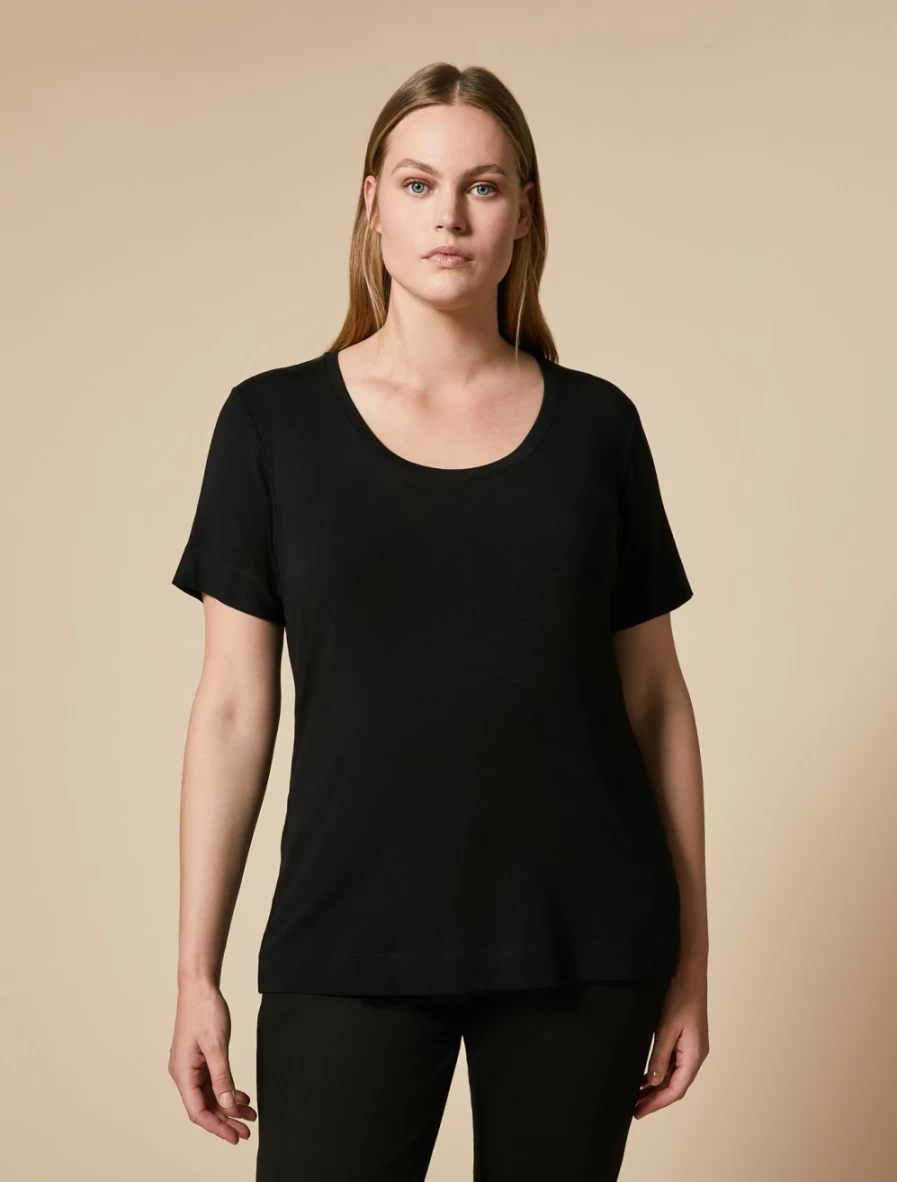 "Marina Rinaldi Women's Black Jersey T-Shirt – Soft Cotton Classic Fit"