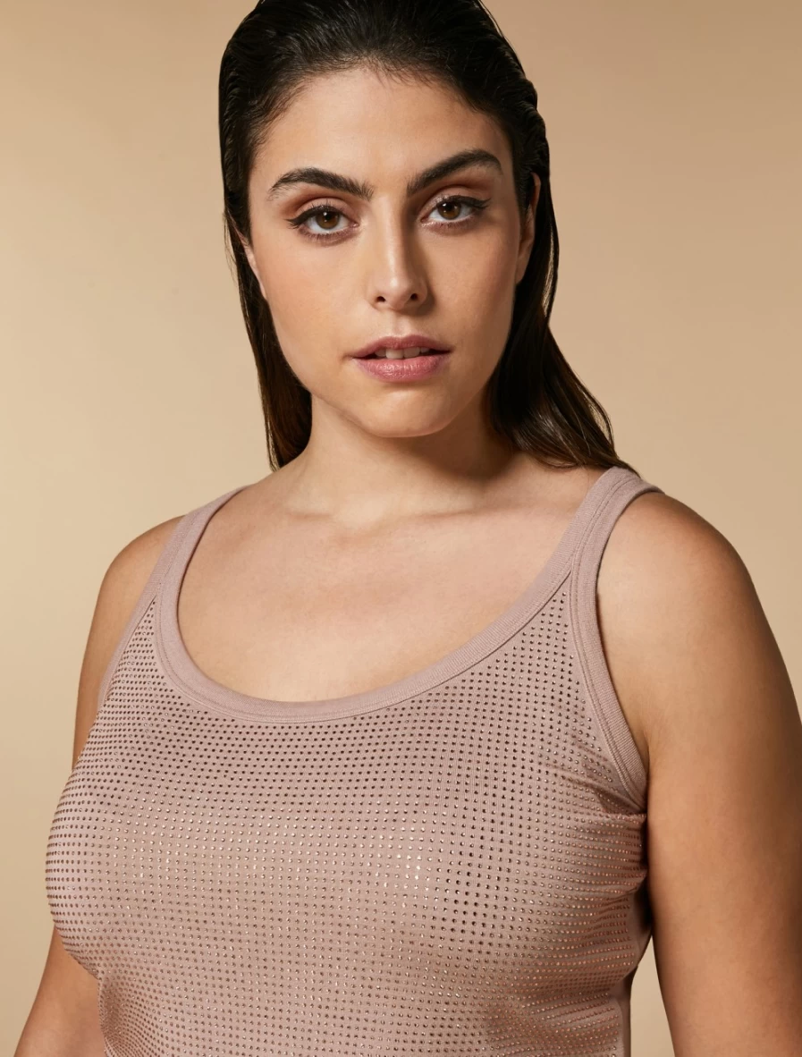Marina Rinaldi Women's Pink Rhinestone Embellished Jersey Top