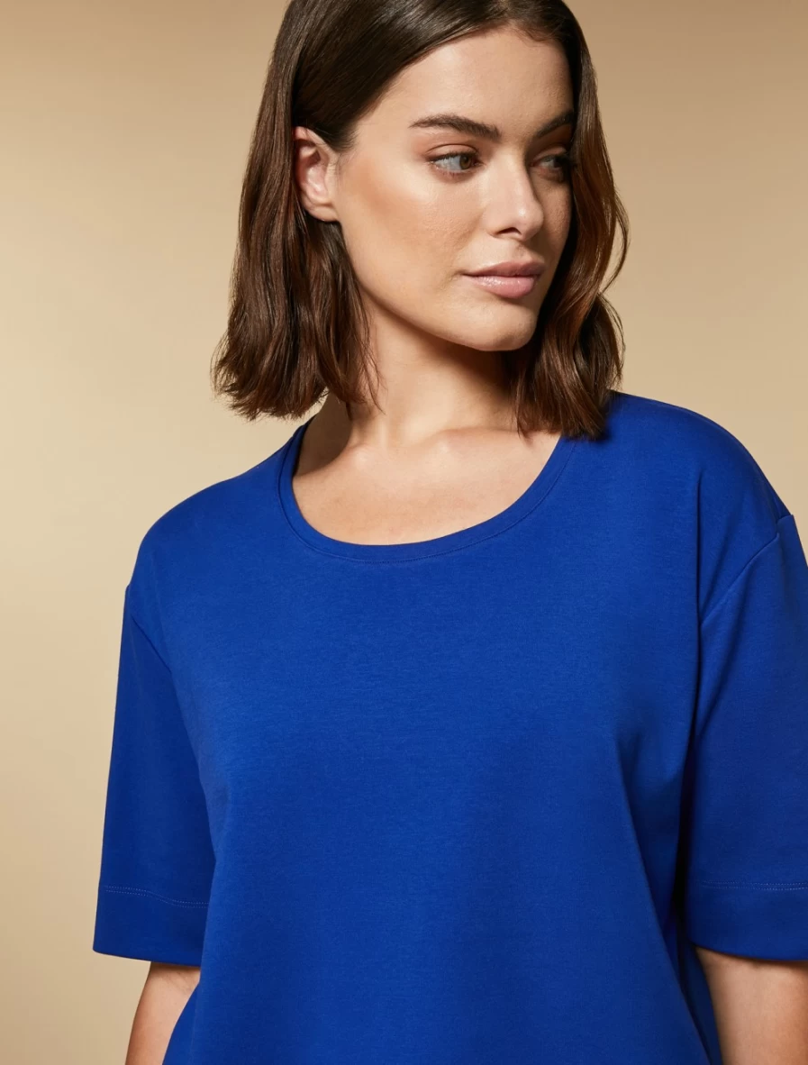 Marina Rinaldi Women's China Blue Cotton Jersey T-Shirt