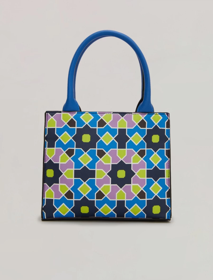 Marina Rinaldi Women's Dark Navy Printed Saffiano Leather Handbag
