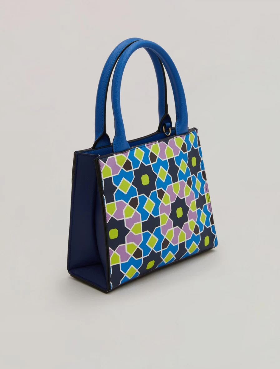 Marina Rinaldi Women's Dark Navy Printed Saffiano Leather Handbag