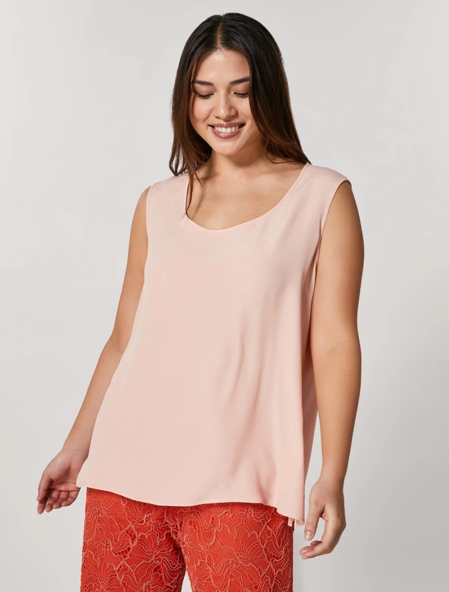 Marina Rinaldi Women's Orange Silk-Blend Top | Elegant Blouse for Women