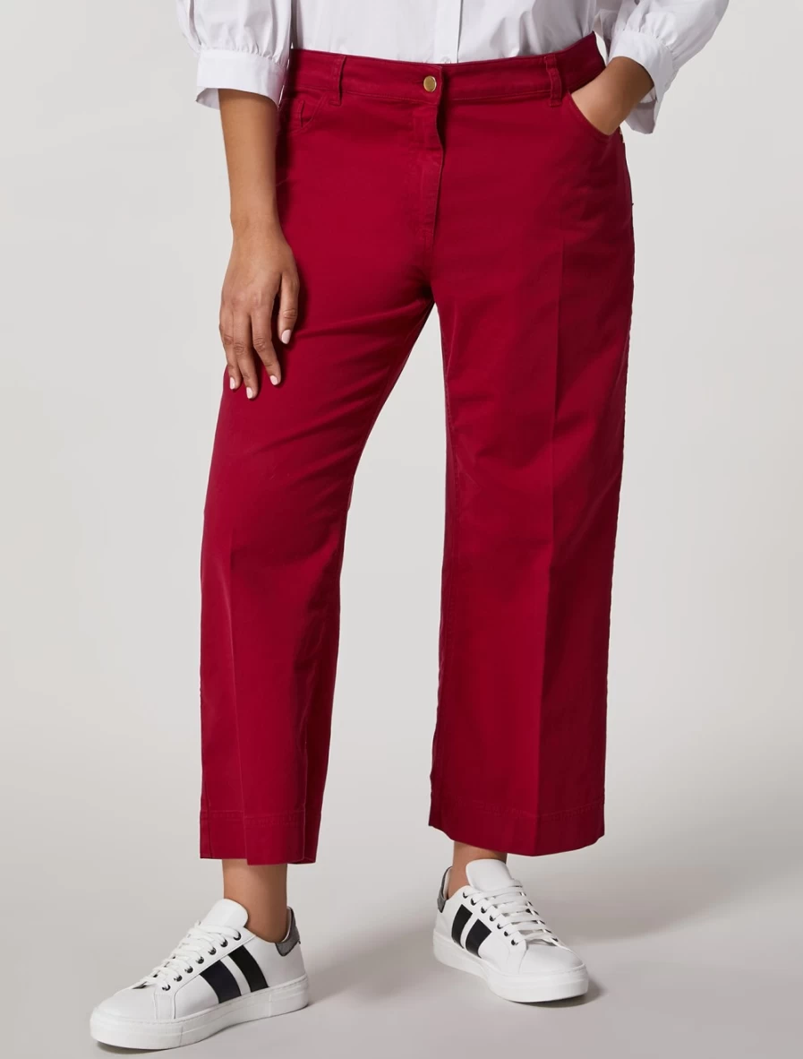 Marina Rinaldi Women's Bordeaux Cotton Cropped Trousers