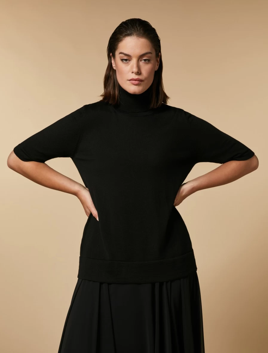 Marina Rinaldi Women's Black Wool Sweater - Premium Knitwear for Winter Warmth
