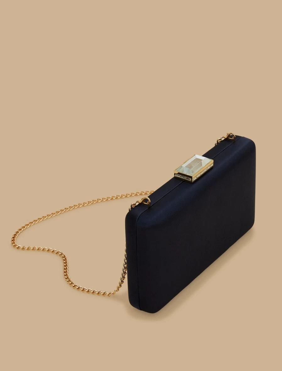 Marina Rinaldi Women's Dark Navy Satin Clutch Bag - Elegant Evening Purse