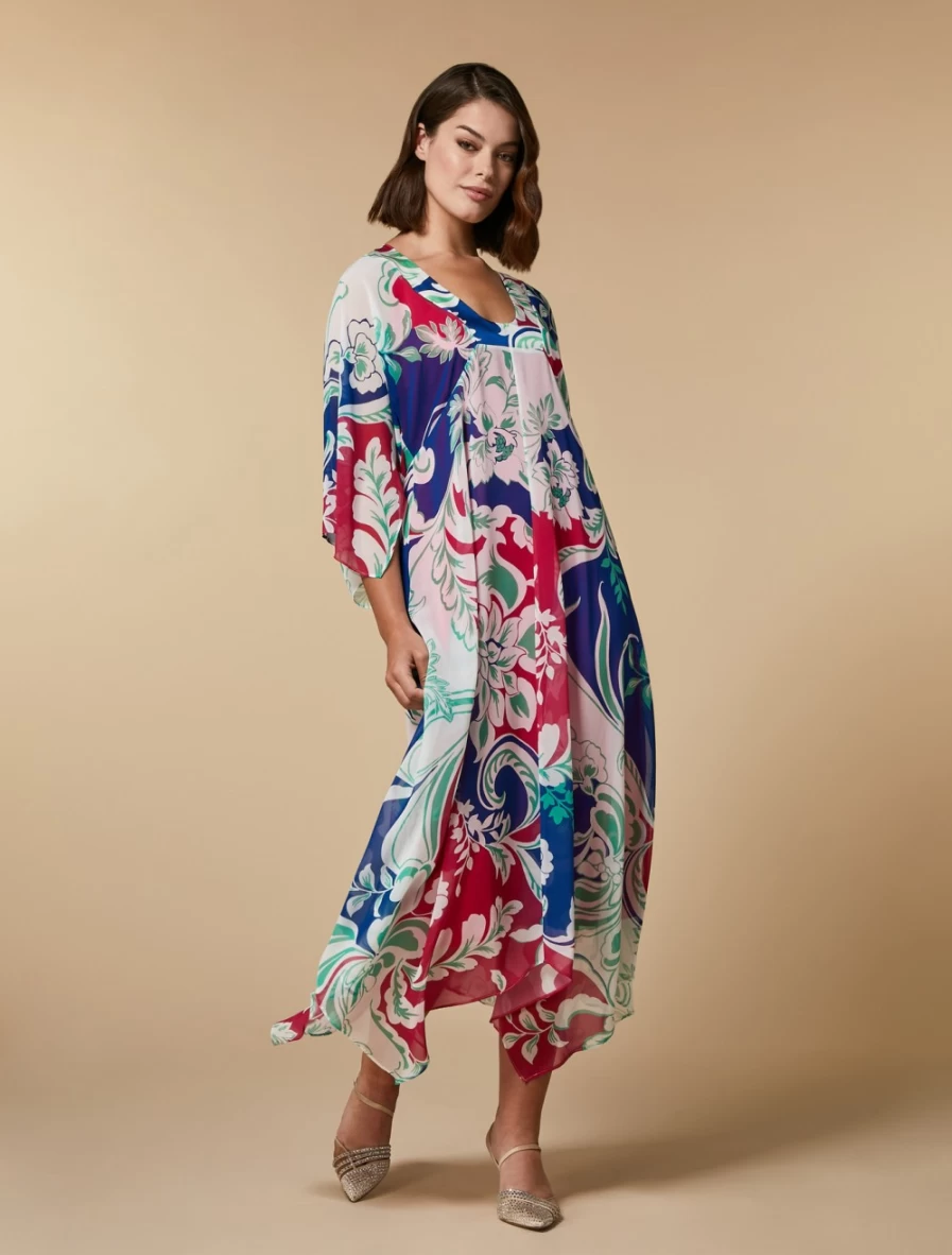 "Marina Rinaldi Women's China Blue Printed Georgette Dress"