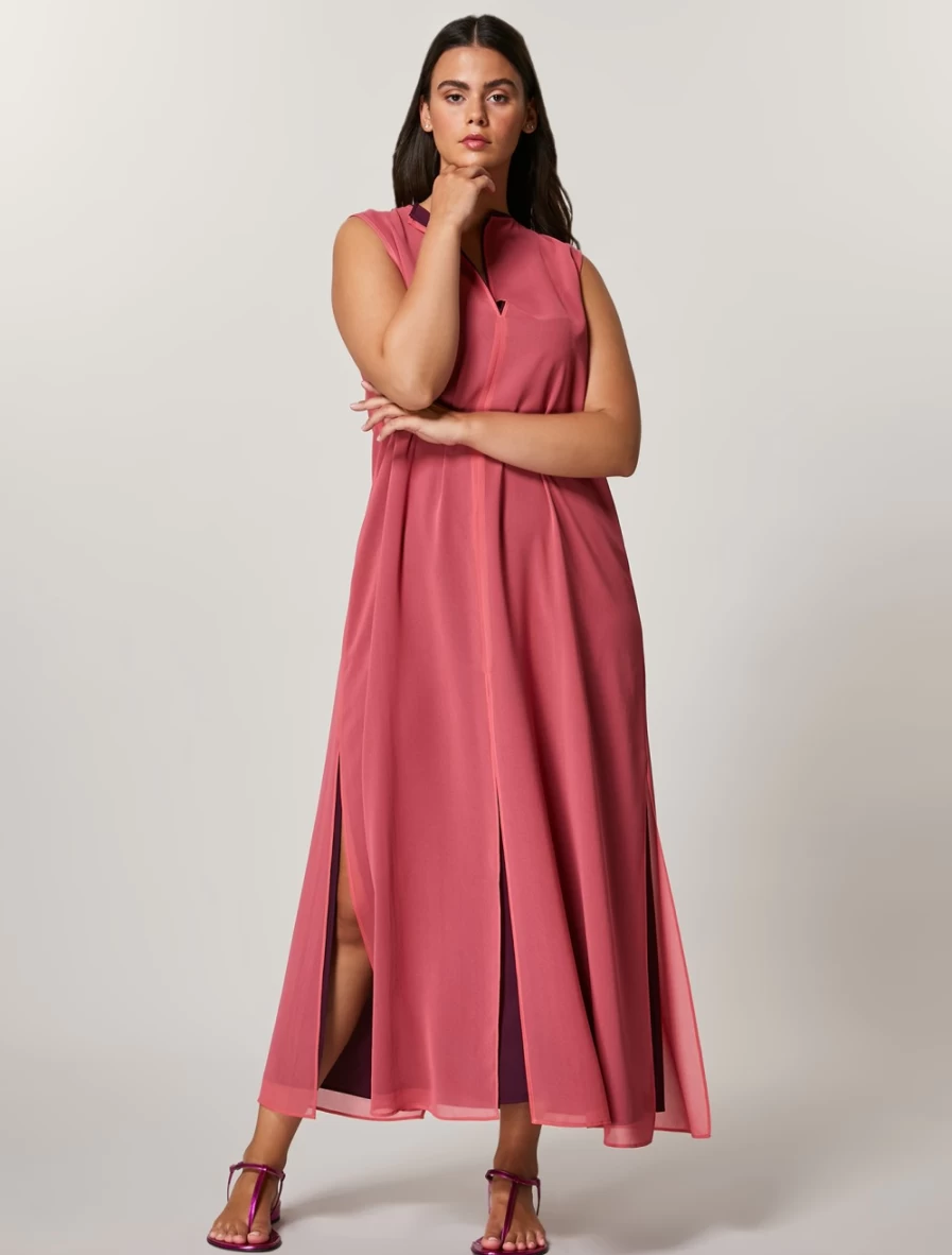 "Marina Rinaldi Women's Pink Georgette Dress – Elegant Flowy Style"