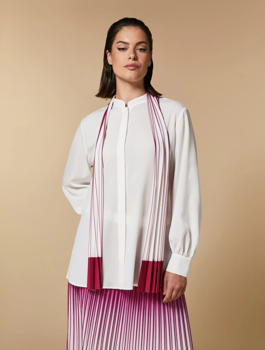 "Marina Rinaldi Women's White Crepe De Chine Shirt – Elegant Blouse for Women"