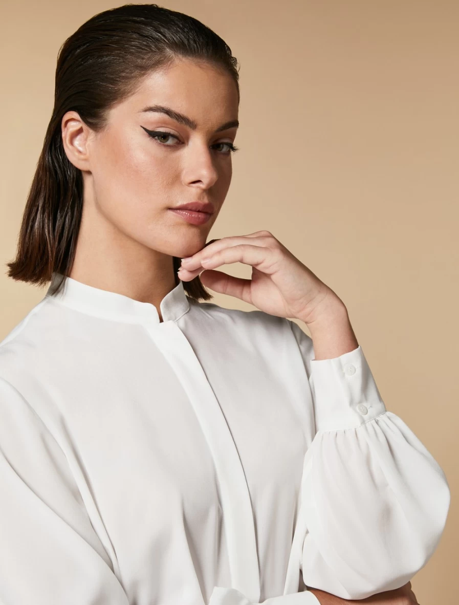 "Marina Rinaldi Women's White Crepe De Chine Shirt – Elegant Blouse for Women"