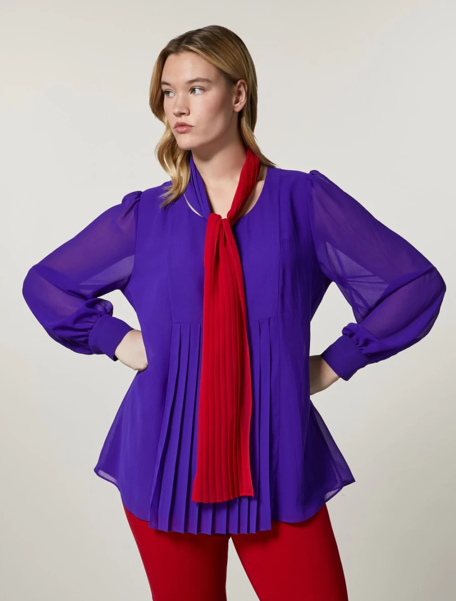 "Marina Rinaldi Women's Purple Georgette Blouse | Elegant Chiffon Top"