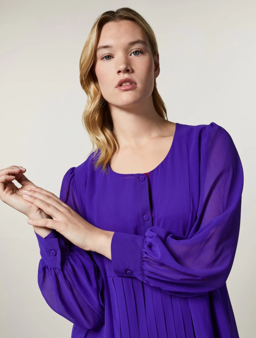 "Marina Rinaldi Women's Purple Georgette Blouse | Elegant Chiffon Top"