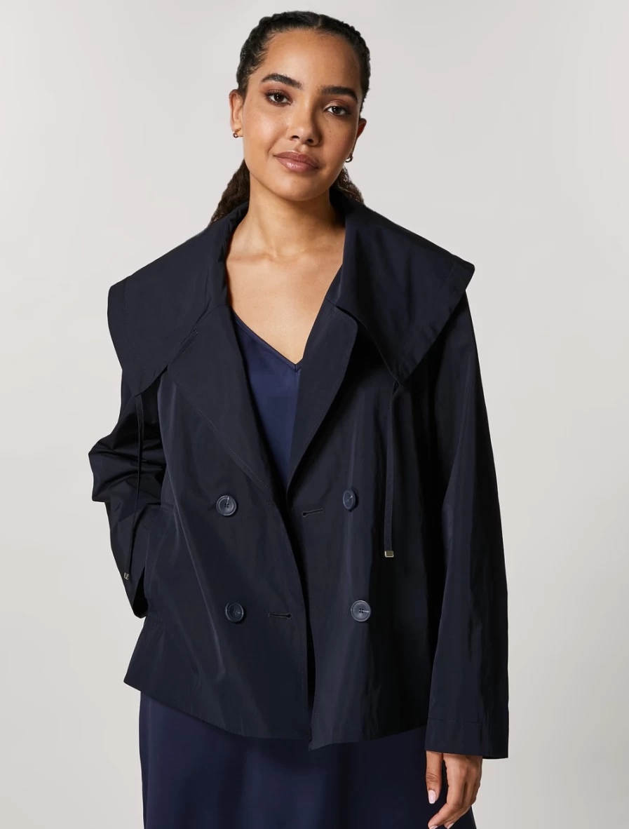 Marina Rinaldi Women's Dark Navy Water-Repellent Memory Raincoat for Stylish Weather Protection
