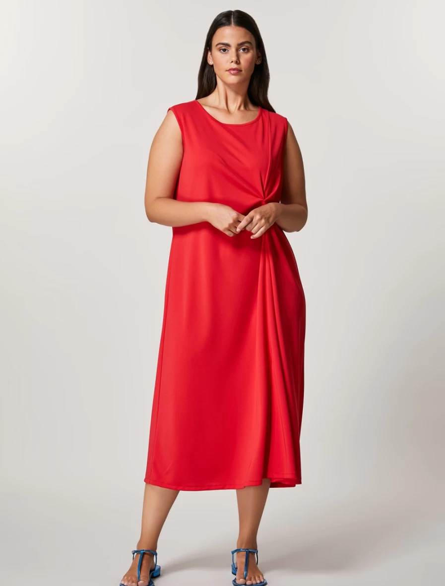 Marina Rinaldi Women's Red Interlock Jersey Dress - Comfortable & Stylish Fit