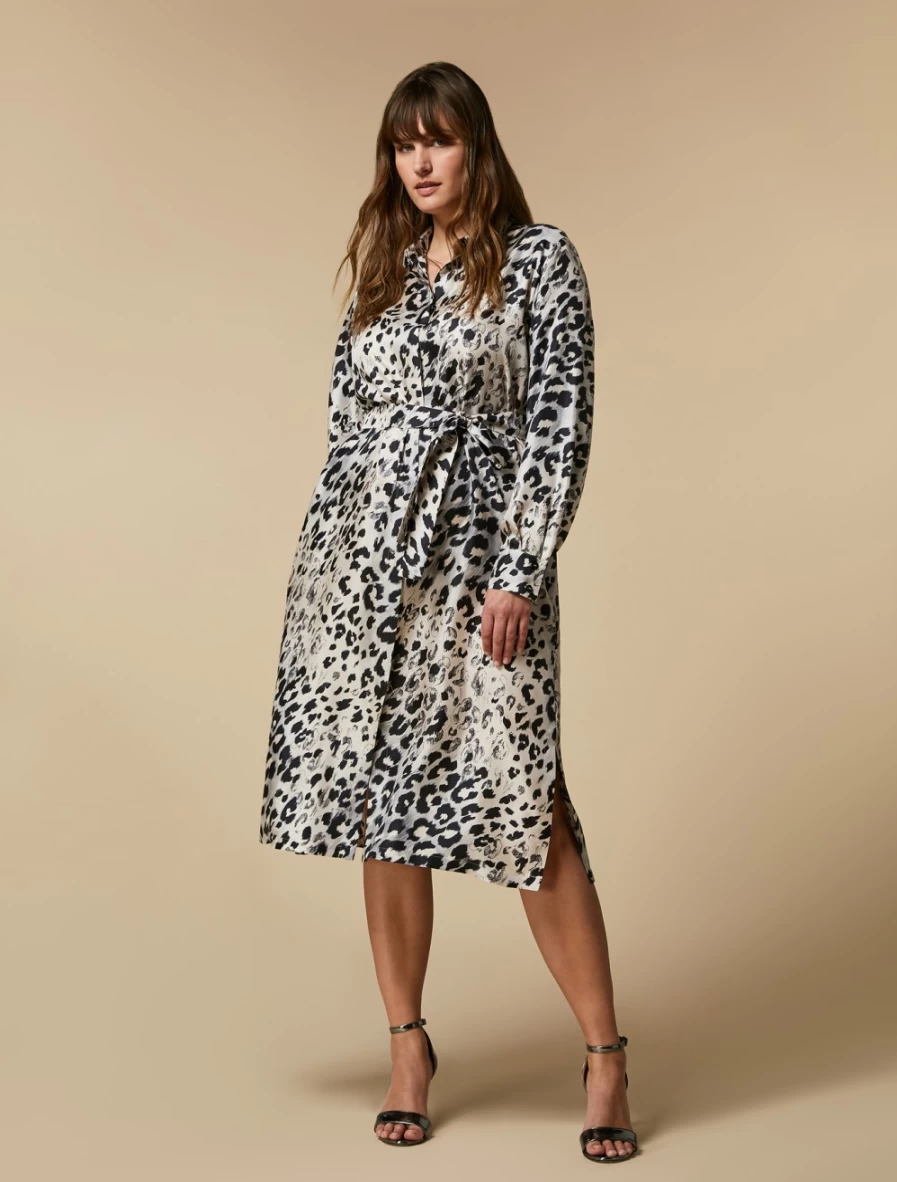 Marina Rinaldi Women's Light Grey Silk Twill Dress – Elegant & Timeless Style