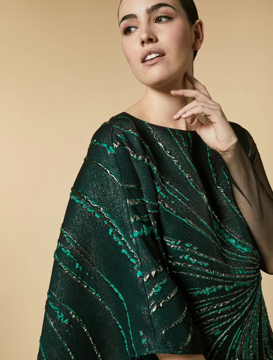 Marina Rinaldi Women's Dark Green Long Jacquard Dress