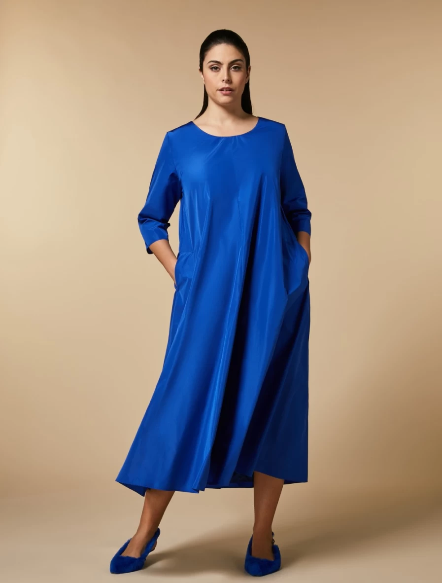 "Marina Rinaldi Women's China Blue Yarn-Dyed Duchesse Dress"