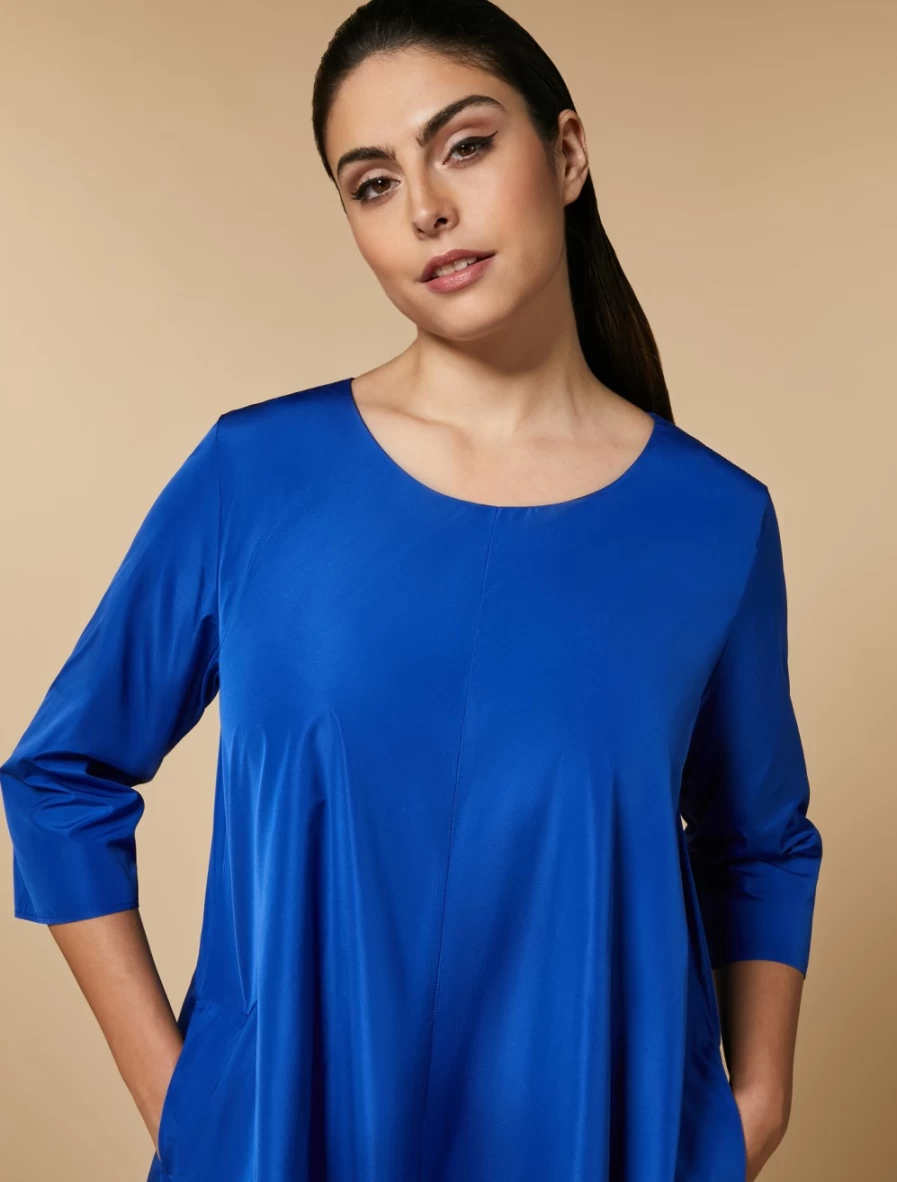 "Marina Rinaldi Women's China Blue Yarn-Dyed Duchesse Dress"
