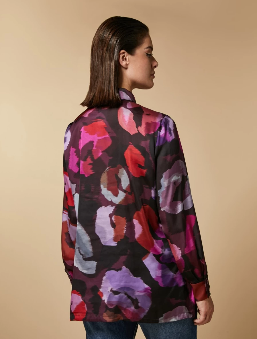 Marina Rinaldi Women's Fuchsia Printed Satin Shirt - Elegant Blouse for Women