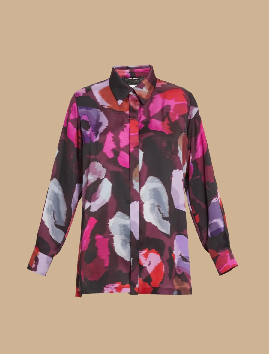 Marina Rinaldi Women's Fuchsia Printed Satin Shirt - Elegant Blouse for Women