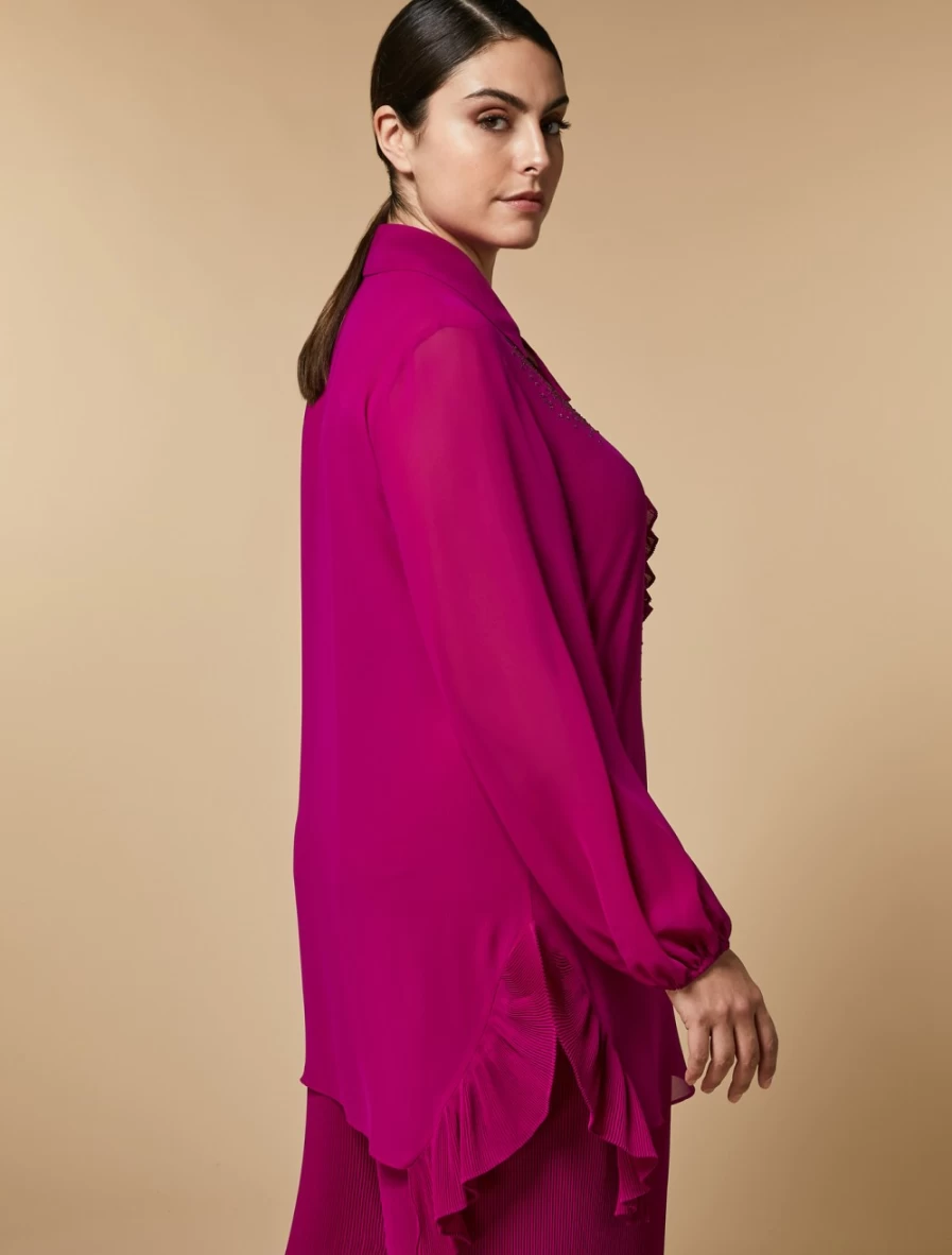 Marina Rinaldi Women's Fuchsia Georgette Tunic with Crystal Embellishments